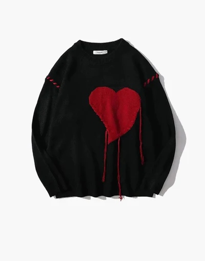 Y2K HEART KNIT SWEATER