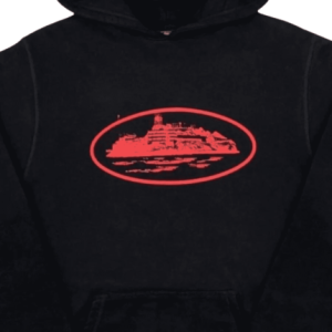 Corteiz Alcatraz Black and Red Hoodie